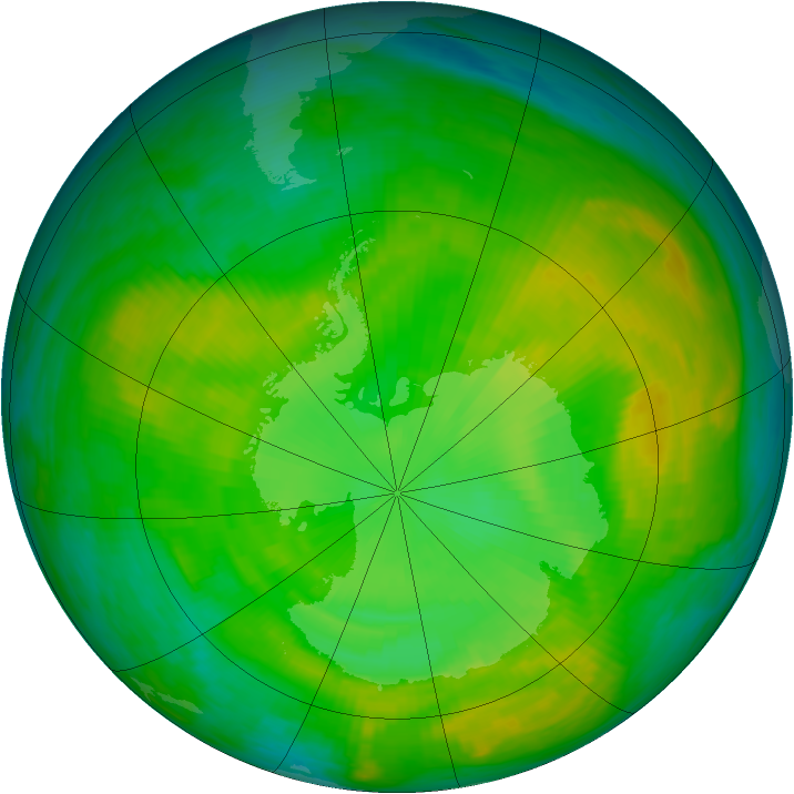 Antarctic ozone map for 22 December 1980